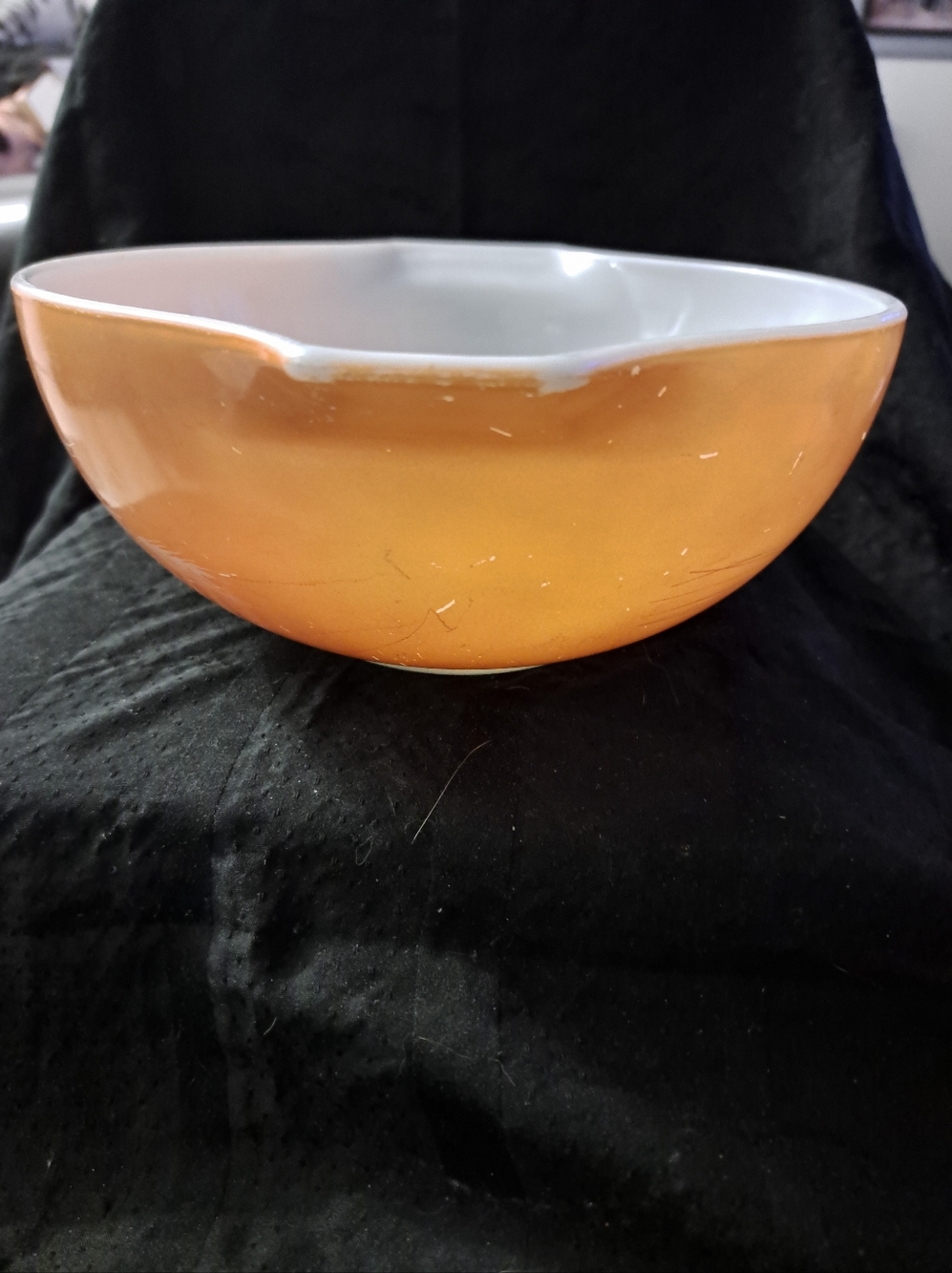 VINTAGE Orange Pyrex Serving Bowl - Two-Tone